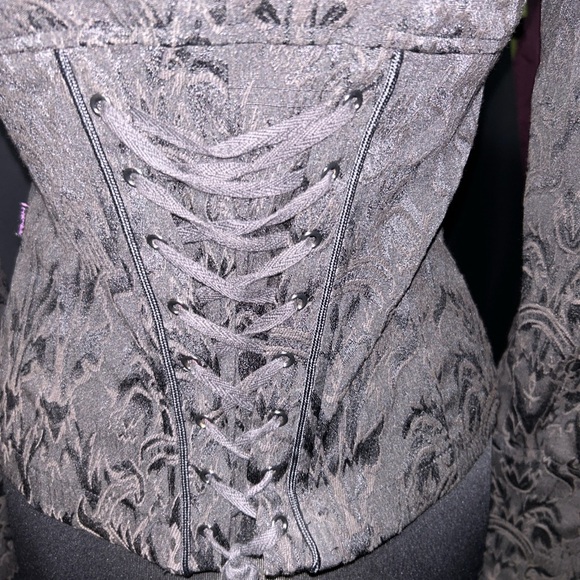 Women's Black Patterned Jacket - Picture 5 of 8